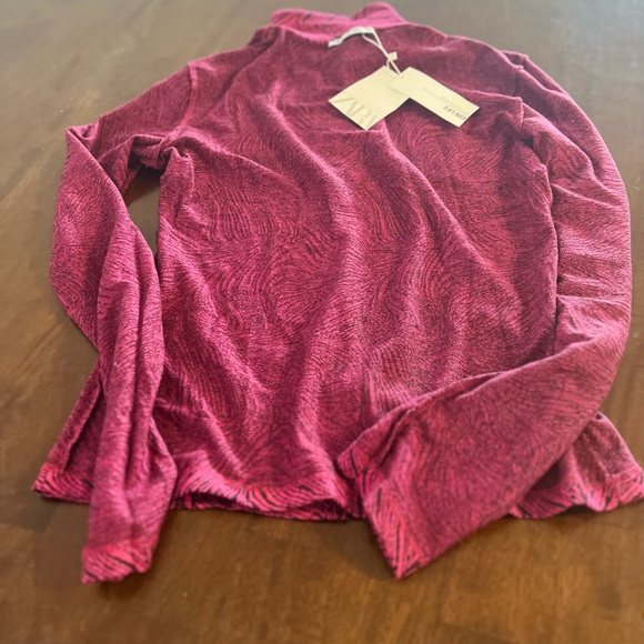 Zara Geometric Jacquard Shirt in Magenta/Black - Size M *New with tags* - Picture 10 of 11